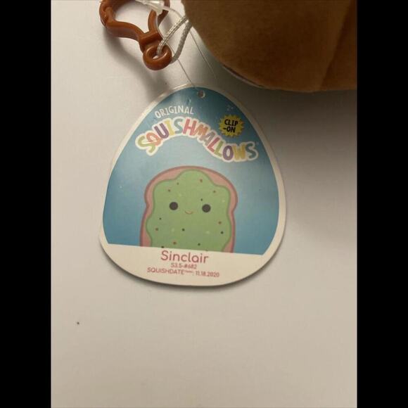 Squishmallows Sinclair the Avocado Toast 3.5” Clip-On Kellytoy Plush - Picture 3 of 3